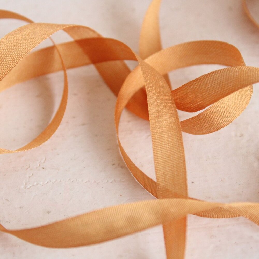 Silk Ribbon Trim in Gold, 7mm Wide,  1/4", 5 yard - Picture 9 of 10